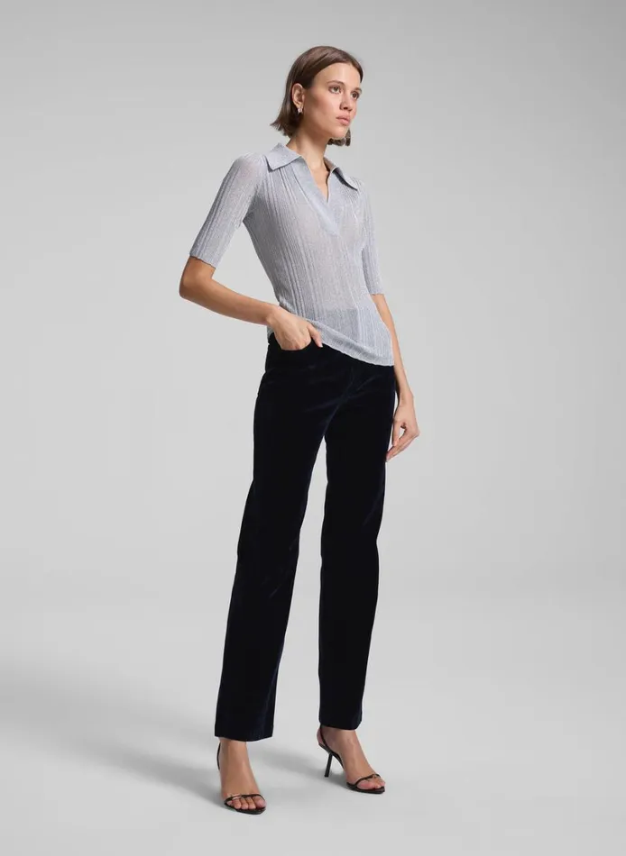 Women Knitwear ALC Joey Metallic Knit Top Mercury