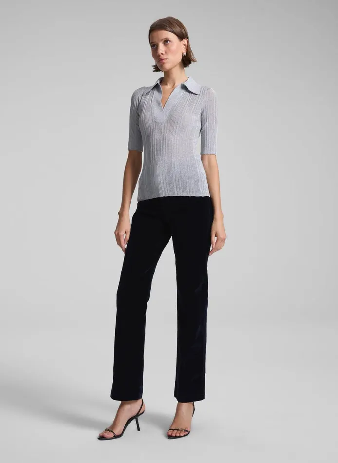 Women Knitwear ALC Joey Metallic Knit Top Mercury