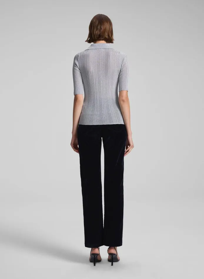 Women Knitwear ALC Joey Metallic Knit Top Mercury