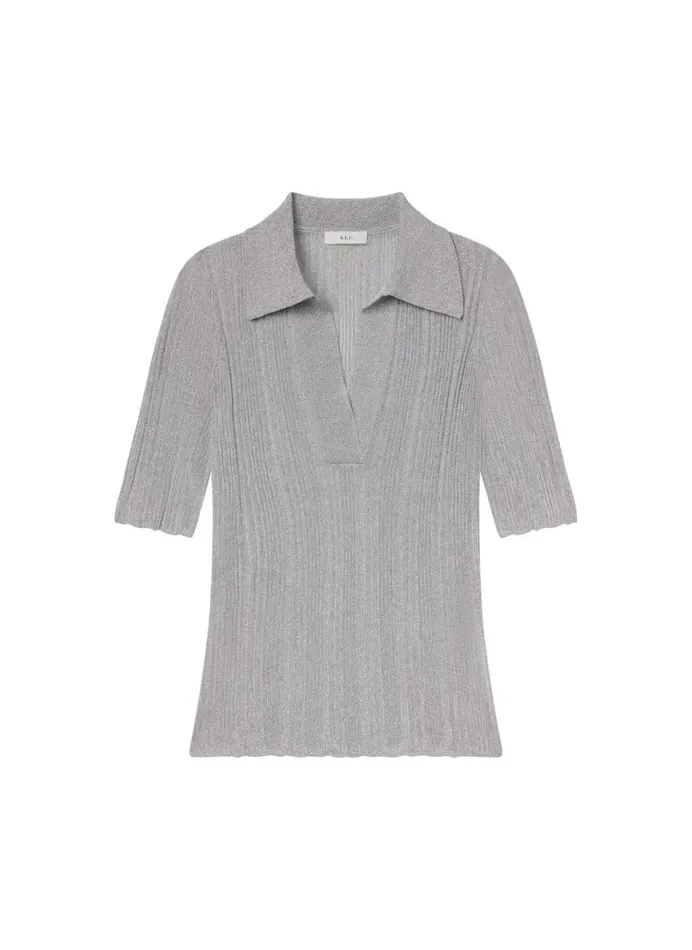 Women Knitwear ALC Joey Metallic Knit Top Mercury