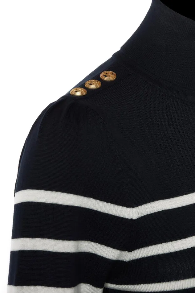 Women Knitwear Holland Cooper Kelsie Roll Neck Knit Ink Navy Natural Stripe Women Knitwear Holland Cooper Kelsie Roll Neck Knit Ink Navy Natural Stripe