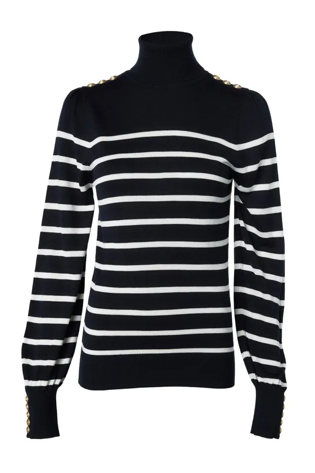 Women Knitwear Holland Cooper Kelsie Roll Neck Knit Ink Navy Natural Stripe Women Knitwear Holland Cooper Kelsie Roll Neck Knit Ink Navy Natural Stripe