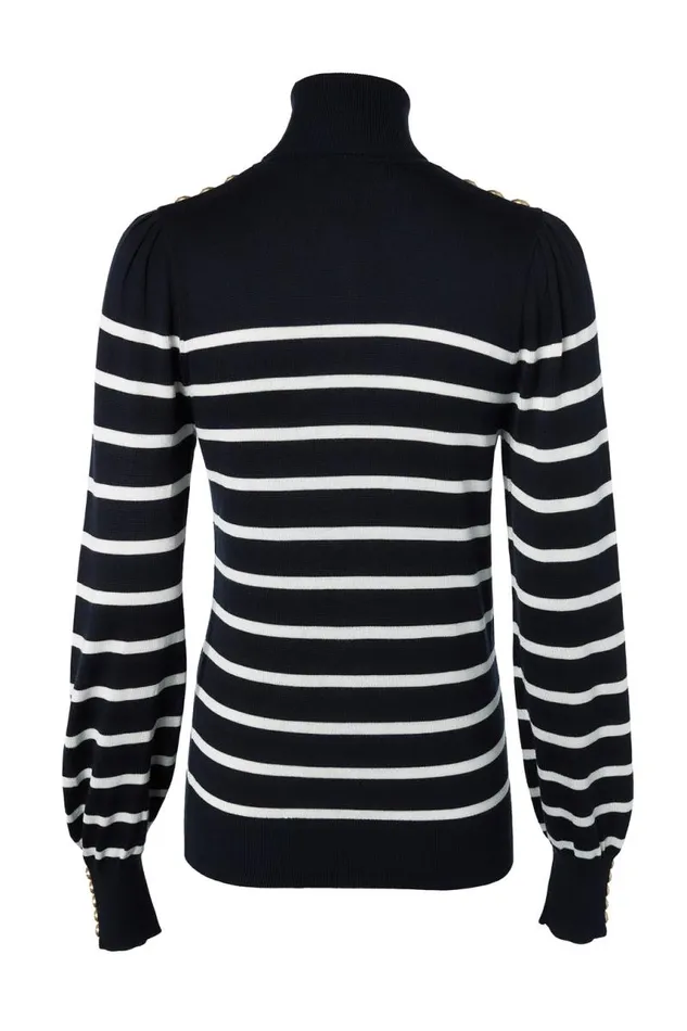 Women Knitwear Holland Cooper Kelsie Roll Neck Knit Ink Navy Natural Stripe Women Knitwear Holland Cooper Kelsie Roll Neck Knit Ink Navy Natural Stripe