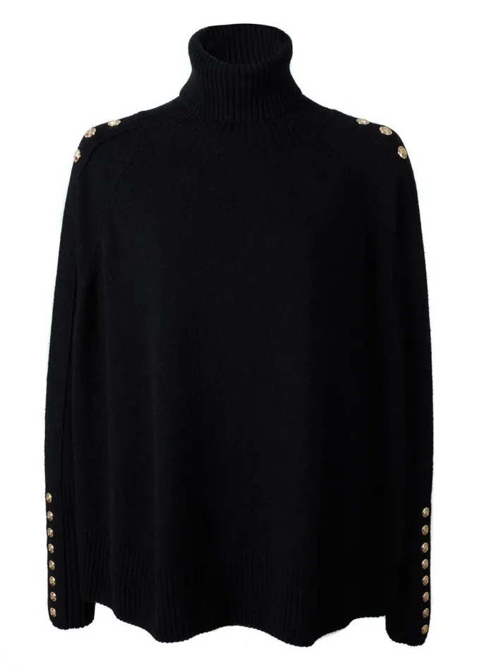 Women Knitwear Holland Cooper Kingsbury Cape Knit Black Women Knitwear Holland Cooper Kingsbury Cape Knit Black