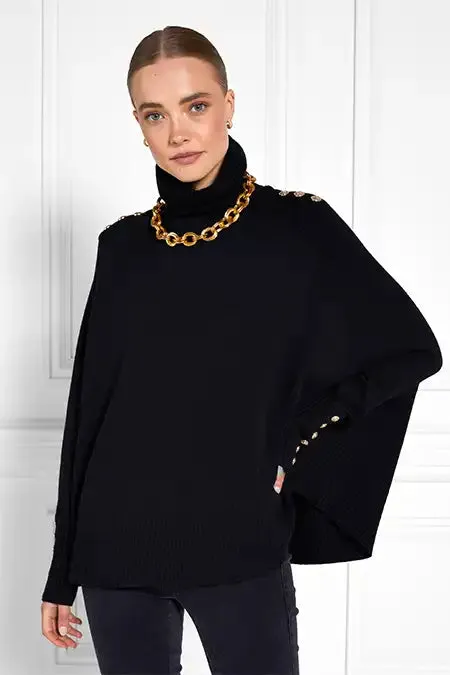 Women Knitwear Holland Cooper Kingsbury Cape Knit Black Women Knitwear Holland Cooper Kingsbury Cape Knit Black