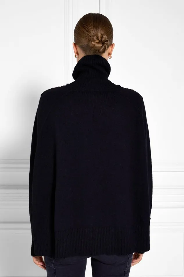 Women Knitwear Holland Cooper Kingsbury Cape Knit Black Women Knitwear Holland Cooper Kingsbury Cape Knit Black