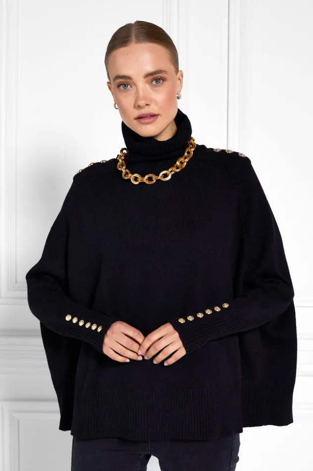 Women Knitwear Holland Cooper Kingsbury Cape Knit Black Women Knitwear Holland Cooper Kingsbury Cape Knit Black