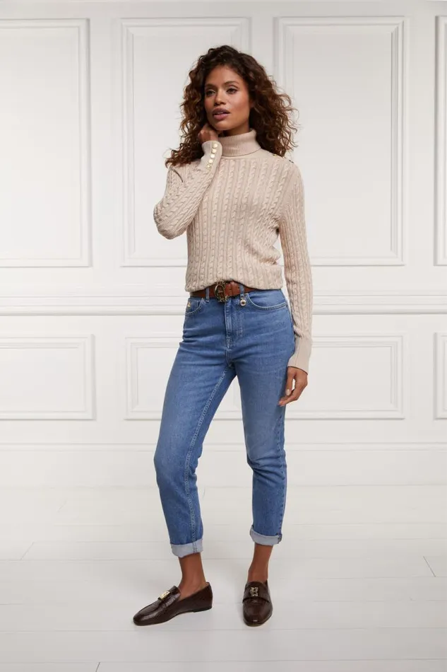 Women Knitwear Holland Cooper Seattle Roll Neck Cable Knit Oatmeal Women Knitwear Holland Cooper Seattle Roll Neck Cable Knit Oatmeal