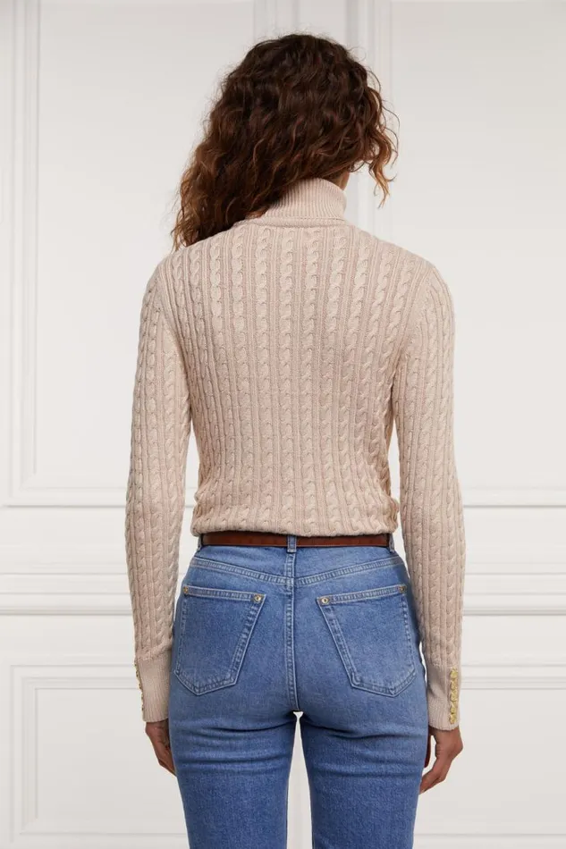 Women Knitwear Holland Cooper Seattle Roll Neck Cable Knit Oatmeal Women Knitwear Holland Cooper Seattle Roll Neck Cable Knit Oatmeal