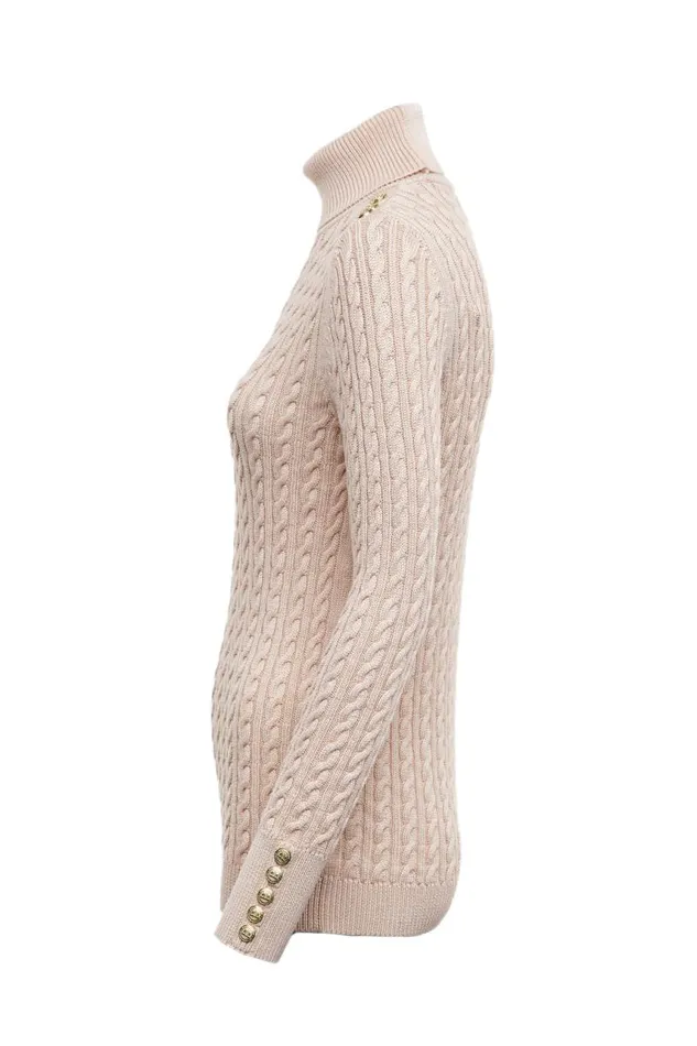 Women Knitwear Holland Cooper Seattle Roll Neck Cable Knit Oatmeal Women Knitwear Holland Cooper Seattle Roll Neck Cable Knit Oatmeal