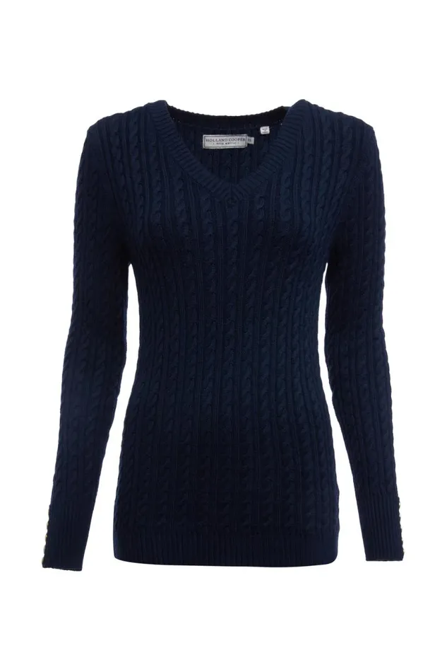 Women Knitwear Holland Cooper Seattle VNeck Knit Ink Navy Women Knitwear Holland Cooper Seattle VNeck Knit Ink Navy