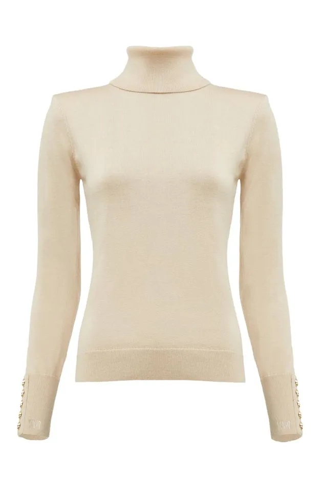 Women Knitwear Holland Cooper Victoria Cashmere Roll Neck Stone Women Knitwear Holland Cooper Victoria Cashmere Roll Neck Stone