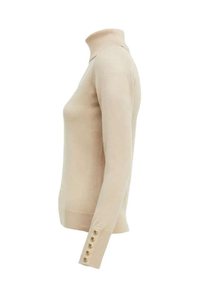 Women Knitwear Holland Cooper Victoria Cashmere Roll Neck Stone Women Knitwear Holland Cooper Victoria Cashmere Roll Neck Stone
