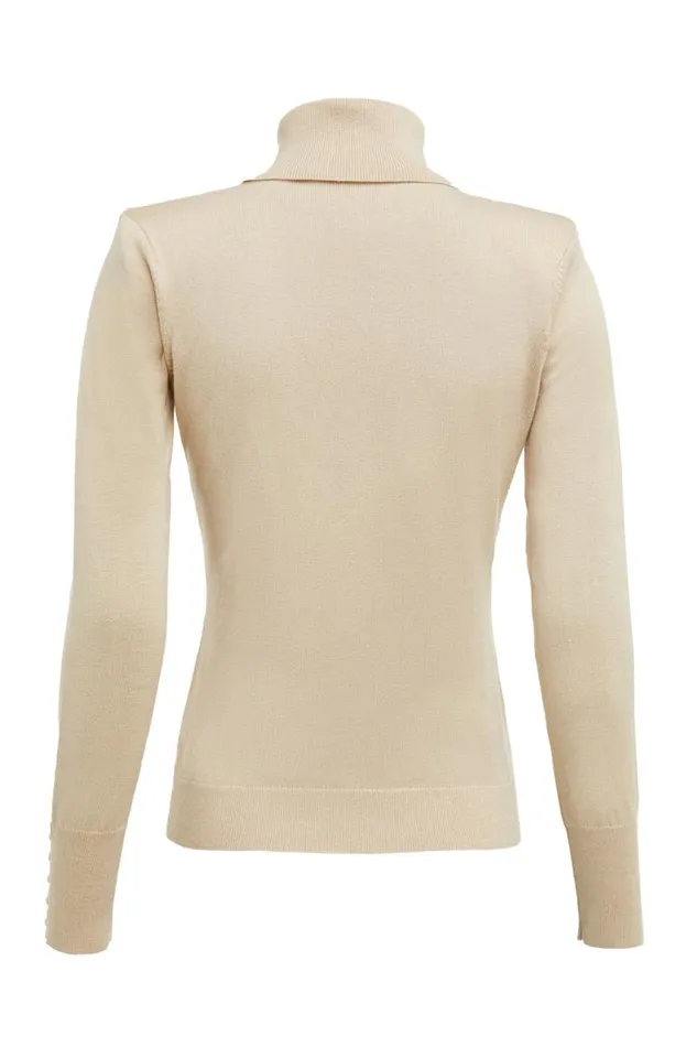 Women Knitwear Holland Cooper Victoria Cashmere Roll Neck Stone Women Knitwear Holland Cooper Victoria Cashmere Roll Neck Stone