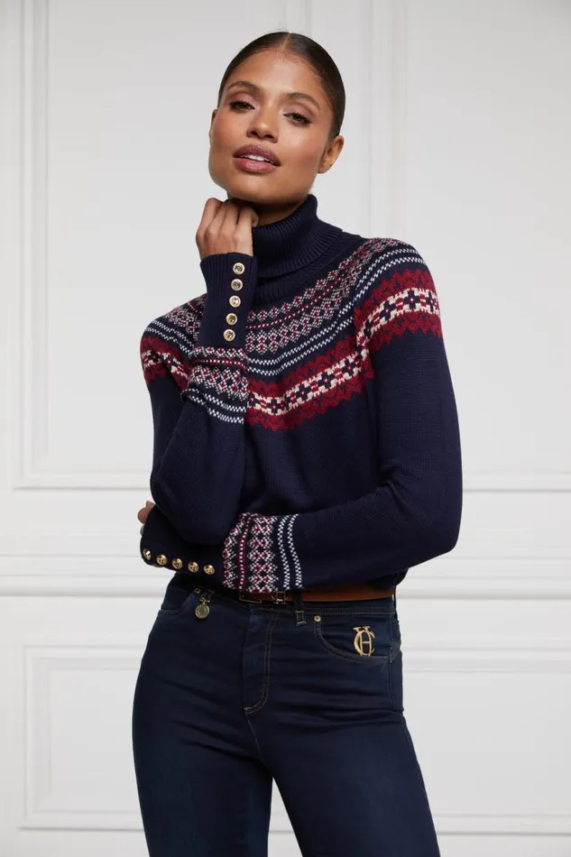 Women Knitwear Holland Cooper Whistler Roll Neck Knit Ink Navy