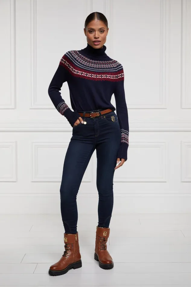 Women Knitwear Holland Cooper Whistler Roll Neck Knit Ink Navy
