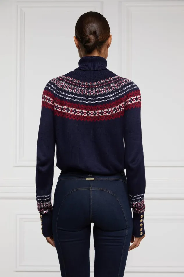Women Knitwear Holland Cooper Whistler Roll Neck Knit Ink Navy