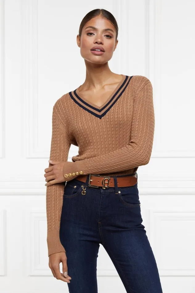 Women Knitwear Holland Cooper Zoe Knit Dark Camel Marl