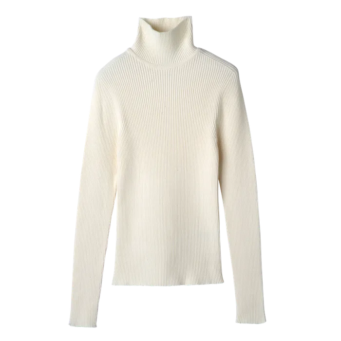 Women KnitwearTops and Blouses Longchamp High collar fitted jumper Ecru