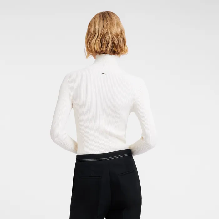 Women KnitwearTops and Blouses Longchamp High collar fitted jumper Ecru Women KnitwearTops and Blouses Longchamp High collar fitted jumper Ecru