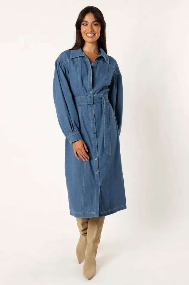 Women Kocoa Long Sleeve Midi Dress Denim Long Sleeve Dresses Petal and Pup