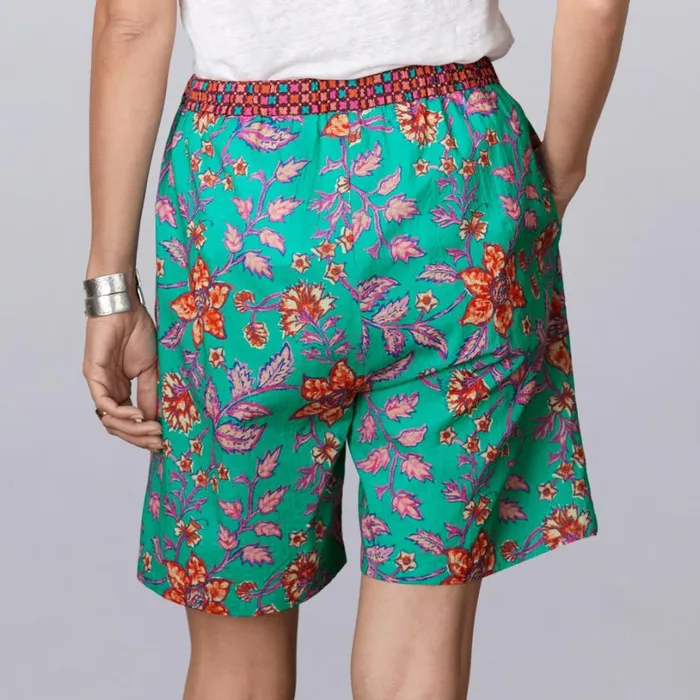 Women Leia II Shorts Black Floral Sundance Catalog Pants and Shorts