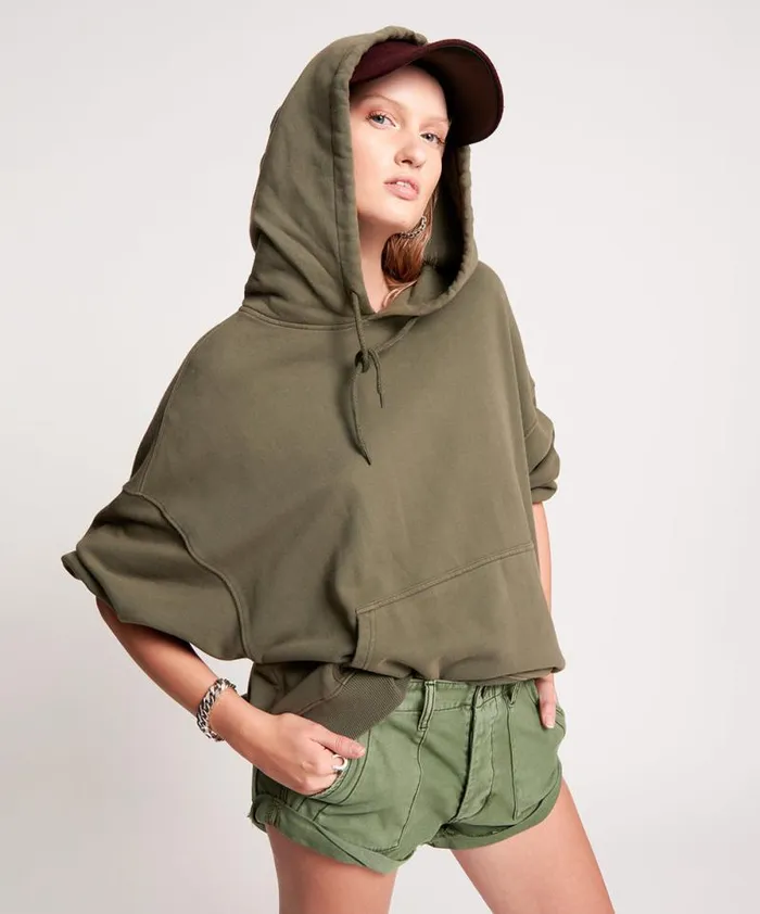 Women LIGHTNING BOLT KHAKI BATWING HOODY One Teaspoon Hoodies And Sweats