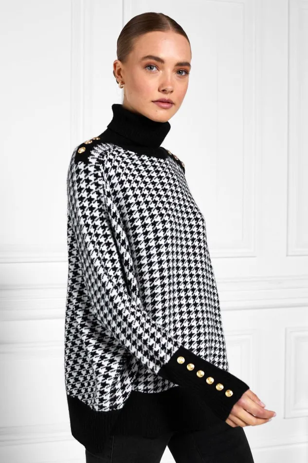 WomenLittle Knitwear Holland Cooper Kingsbury Cape Knit Houndstooth