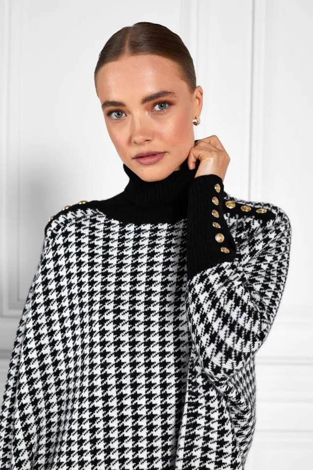 WomenLittle Knitwear Holland Cooper Kingsbury Cape Knit Houndstooth WomenLittle Knitwear Holland Cooper Kingsbury Cape Knit Houndstooth