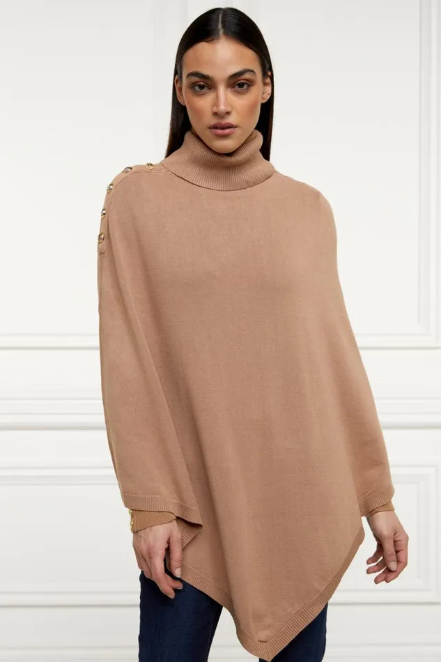 WomenLittle Knitwear Holland Cooper Roll Neck Cape Camel