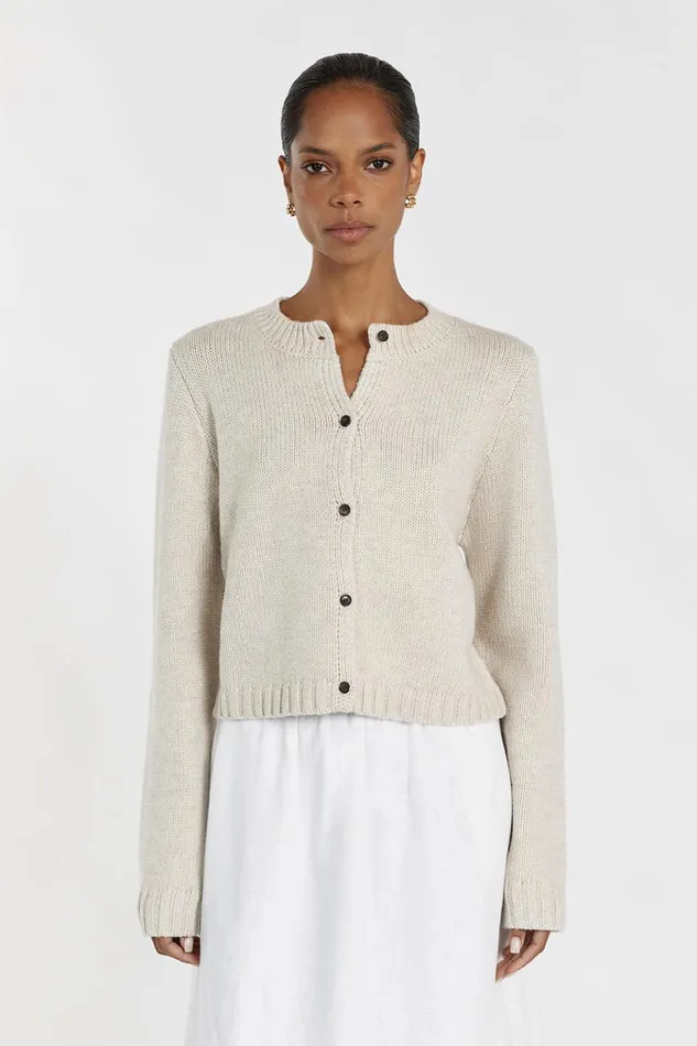 Women Long Sleeved DISSH FOSTER CHALK KNIT CARDIGAN
