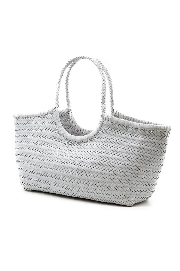 Women LoveShackFancy Bags and Travel Dragon Diffusion Nantucket Large Woven Leather Tote Optic White