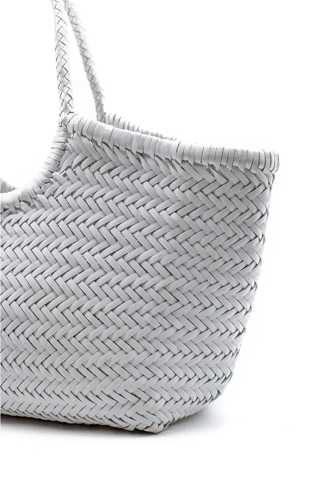Women LoveShackFancy Bags and Travel Dragon Diffusion Nantucket Large Woven Leather Tote Optic White