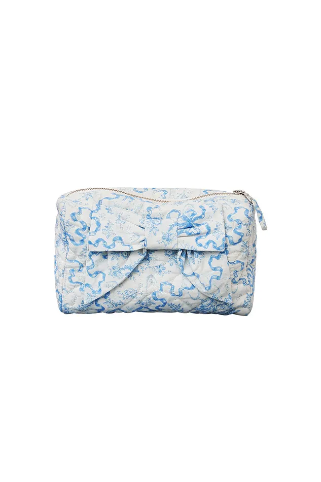 Women LoveShackFancy Bags and Travel Octavia Quilted Bow Cosmetic Travel Bag Blissful Blue Women LoveShackFancy Bags and Travel Octavia Quilted Bow Cosmetic Travel Bag Blissful Blue