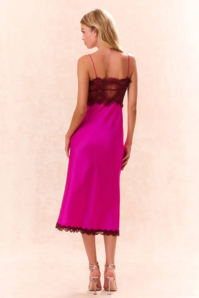 Women LoveShackFancy Dresses Ameliane LaceTrimmed Slip Dress Fuchsia