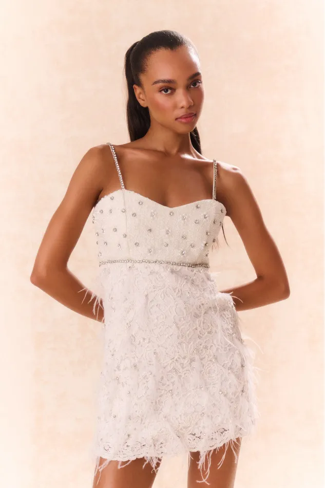 Women LoveShackFancy Dresses Brianne Beaded Mini Dress Cream