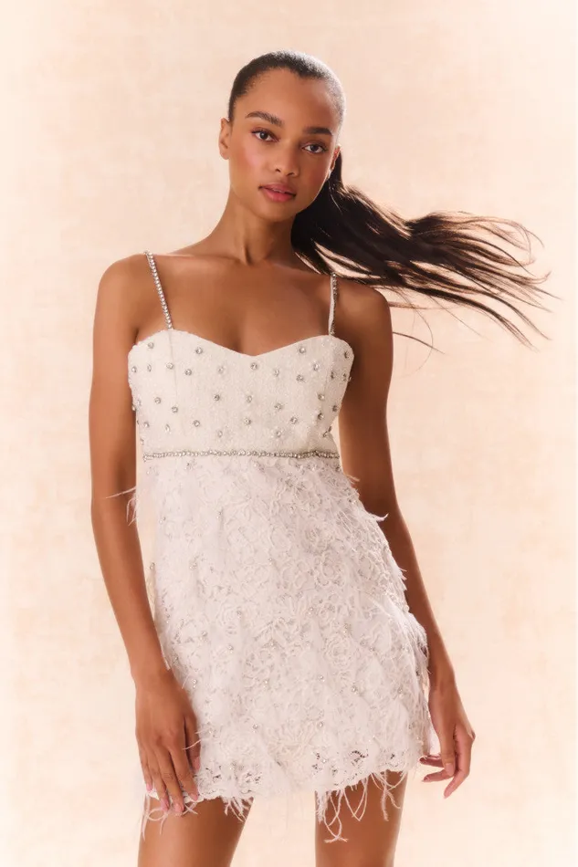 Women LoveShackFancy Dresses Brianne Beaded Mini Dress Cream