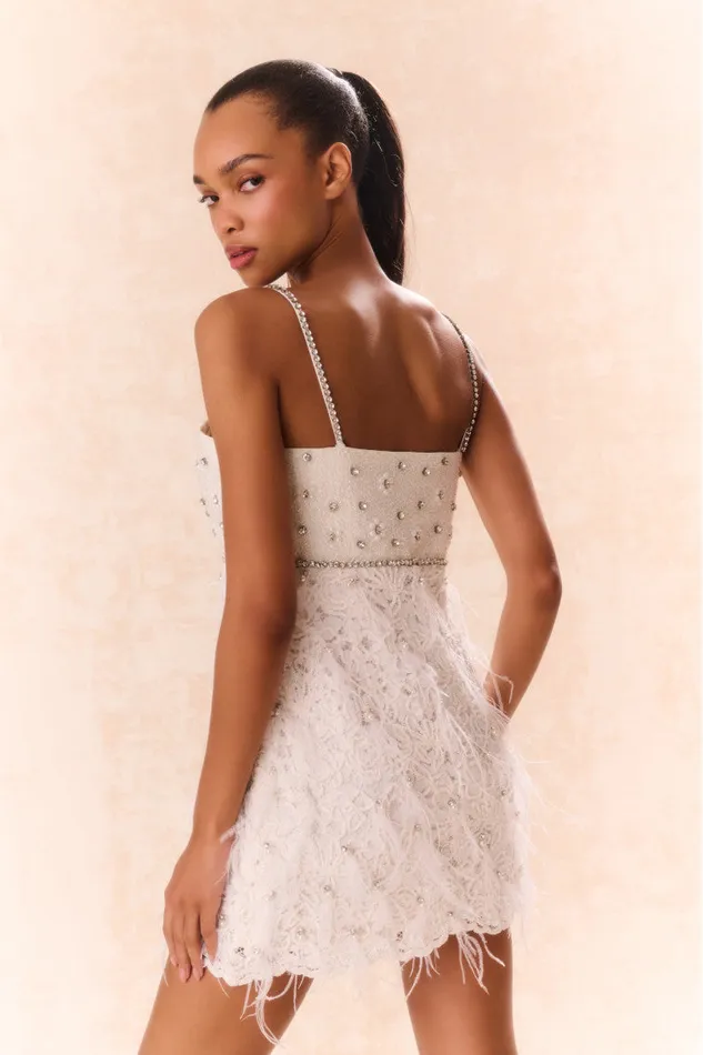 Women LoveShackFancy Dresses Brianne Beaded Mini Dress Cream