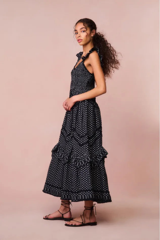 Women LoveShackFancy Dresses Brin Cotton Bow Dress Midnight Snowfall