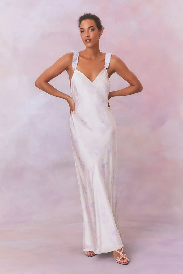 Women LoveShackFancy Dresses Elizabella Slip Maxi Dress Lilac Pearl