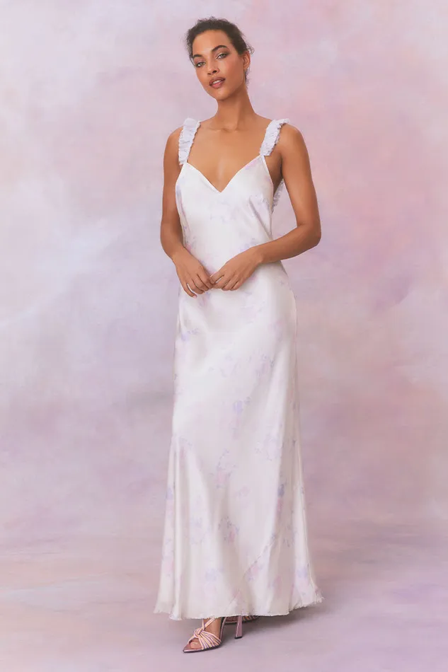 Women LoveShackFancy Dresses Elizabella Slip Maxi Dress Lilac Pearl