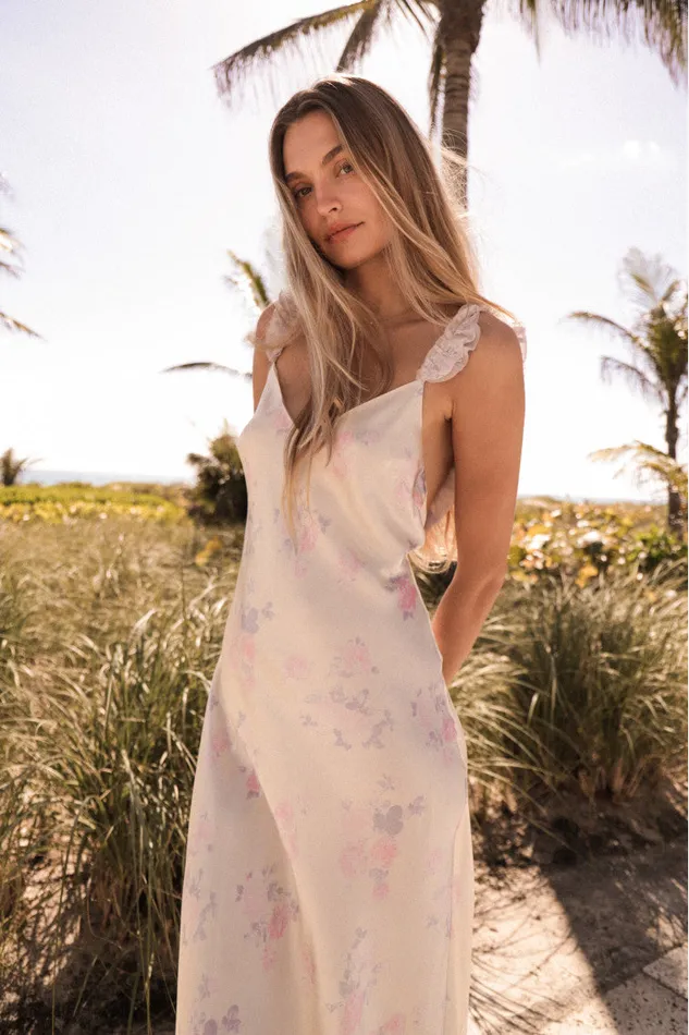 Women LoveShackFancy Dresses Elizabella Slip Maxi Dress Lilac Pearl