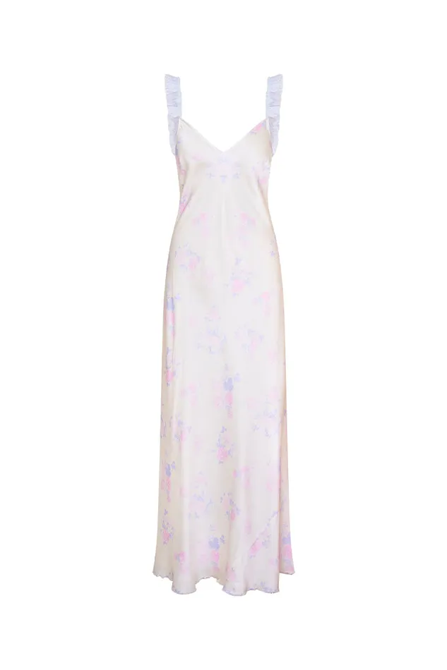 Women LoveShackFancy Dresses Elizabella Slip Maxi Dress Lilac Pearl