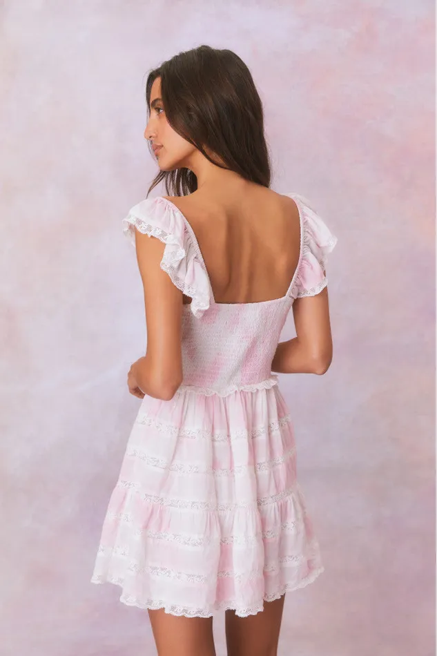 Women LoveShackFancy Dresses Finny Hand Dyed Mini Dress Peony Pink Hand Dye