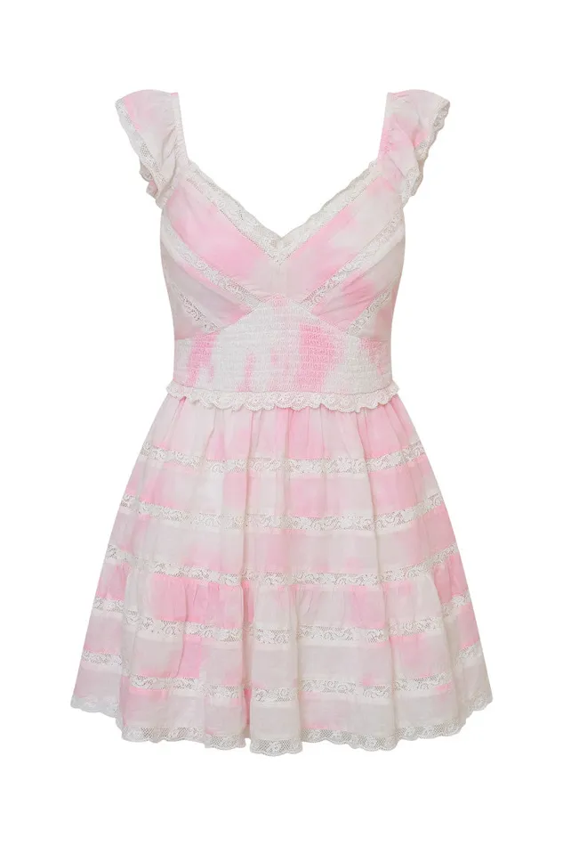Women LoveShackFancy Dresses Finny Hand Dyed Mini Dress Peony Pink Hand Dye