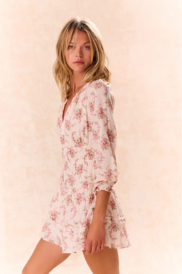 Women LoveShackFancy Dresses Mellini Floral Cotton Mini Dress Mauve Ballet