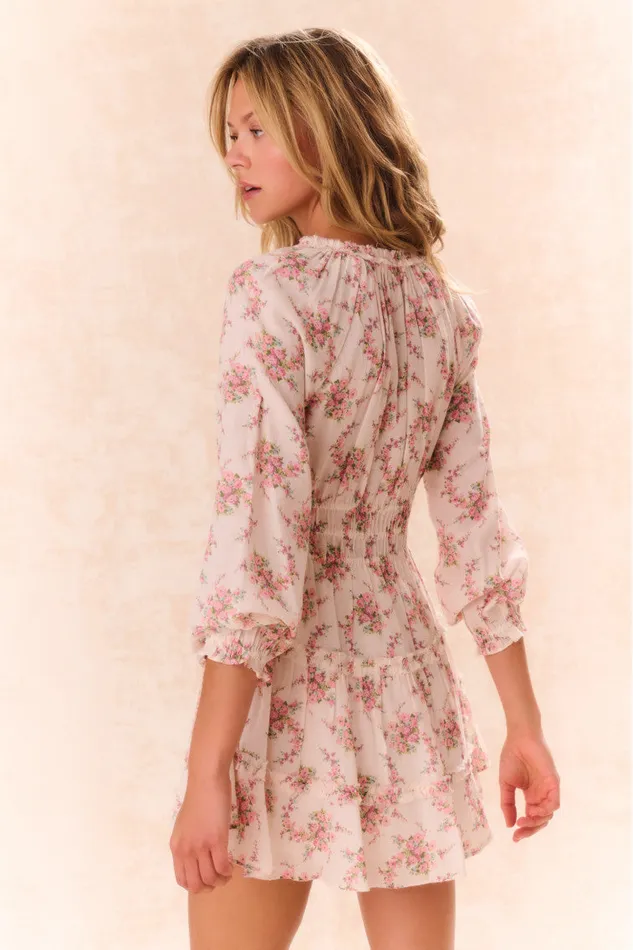 Women LoveShackFancy Dresses Mellini Floral Cotton Mini Dress Mauve Ballet