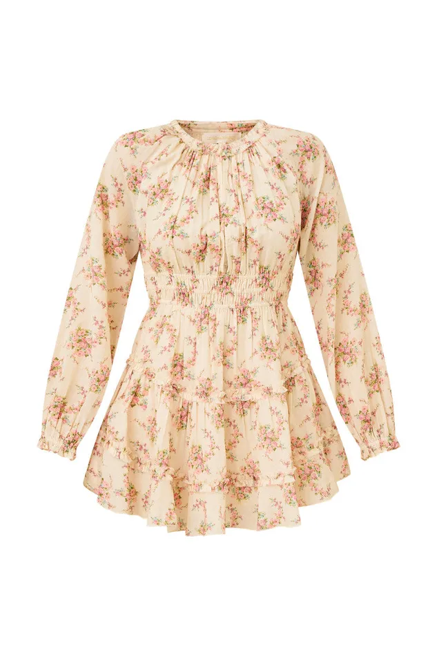 Women LoveShackFancy Dresses Mellini Floral Cotton Mini Dress Mauve Ballet