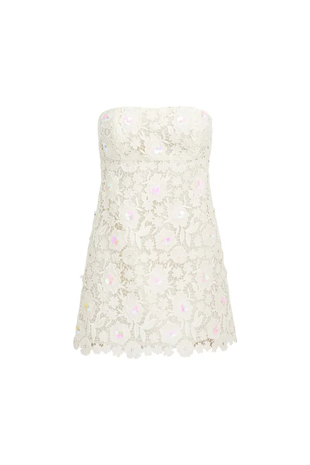 Women LoveShackFancy Dresses Paulinette Iridescent Sequin Mini Dress White