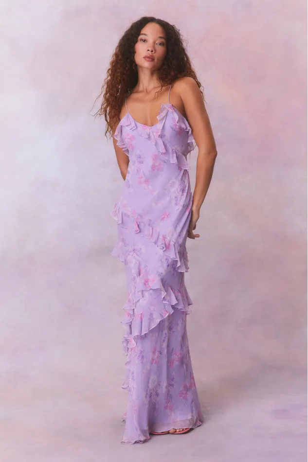 Women LoveShackFancy Dresses Rialto Fragrance Print Maxi Dress Hibiscus